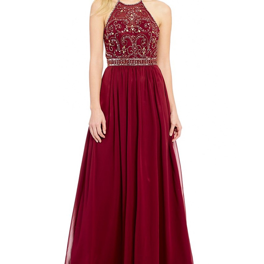 ❤️Burgundy Prom Dress with Beaded Bodice❤️